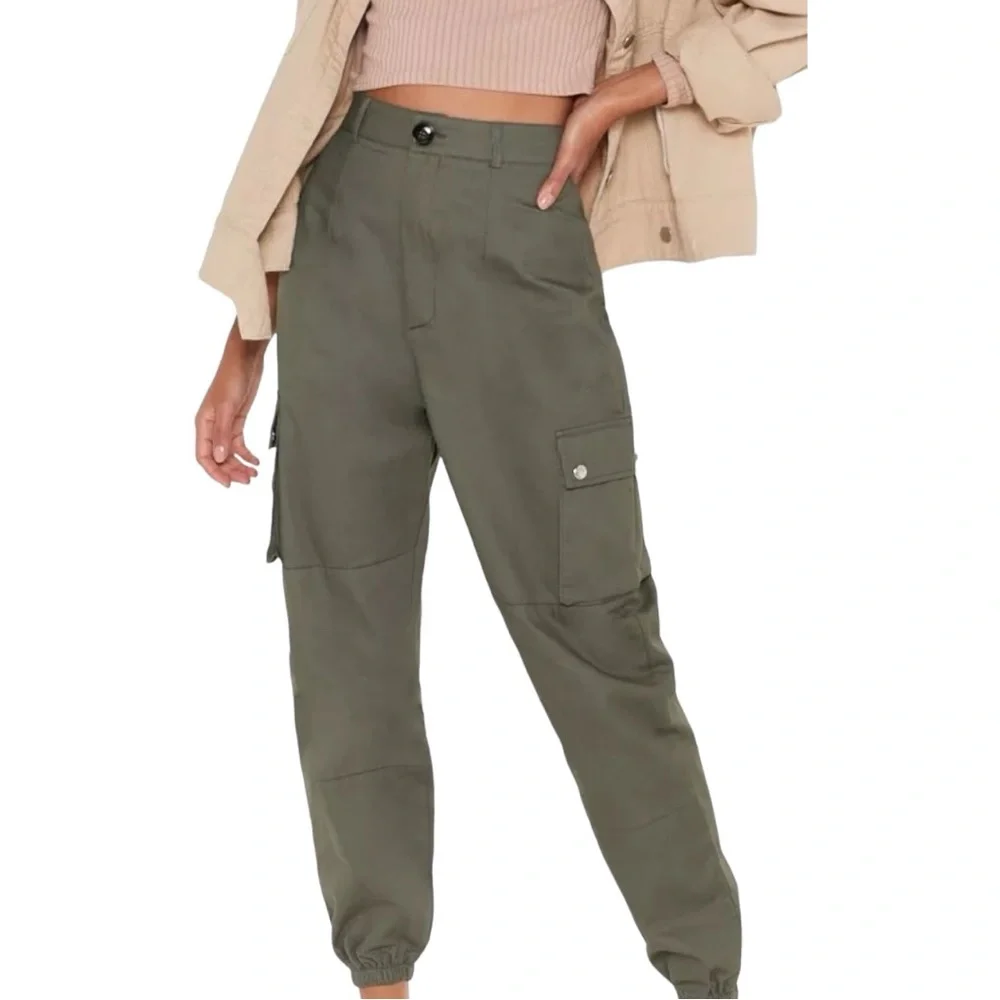 Nasty Gal Working Hard High-Waisted Utility Trousers - Picture 1 of 7